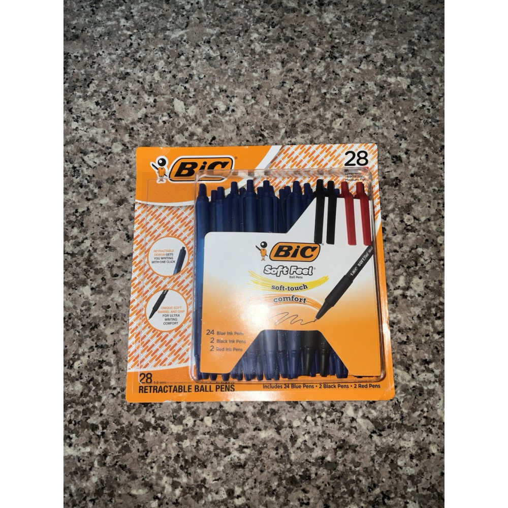 BIC Soft Feel Assorted Retractable Ballpoint Pens, Medium‎ Point (1.0mm), 28 ct.